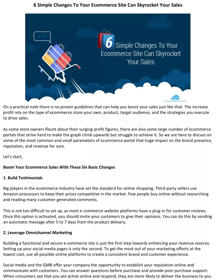 6 simple changes to your ecommerce site