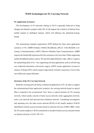 wdm technologies for 5g carrying network