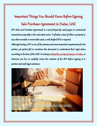 Important Things You Should Know Before Signing Sale-Purchase Agreement in Dubai, UAE