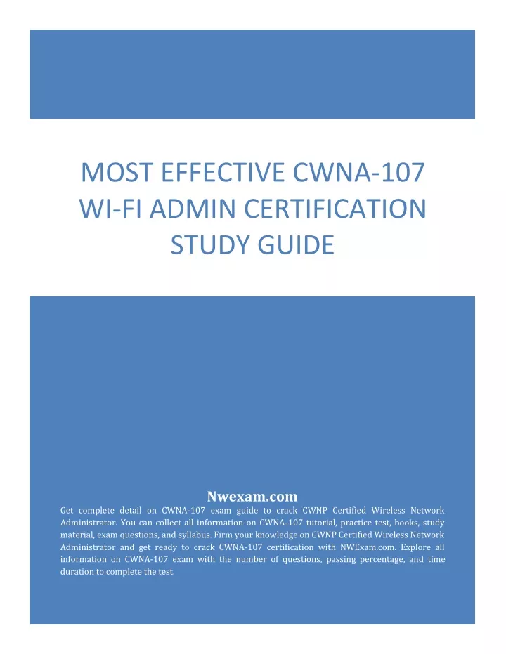 most effective cwna 107 wi fi admin certification