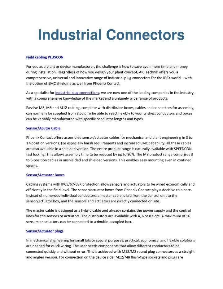 industrial connectors