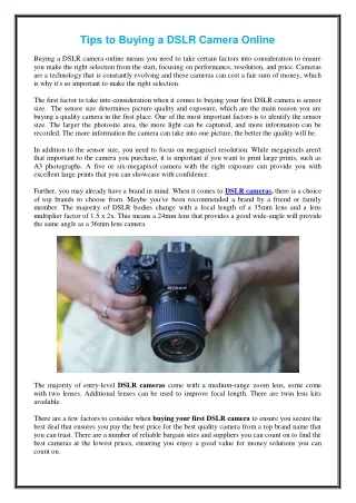 tips to buying a dslr camera online
