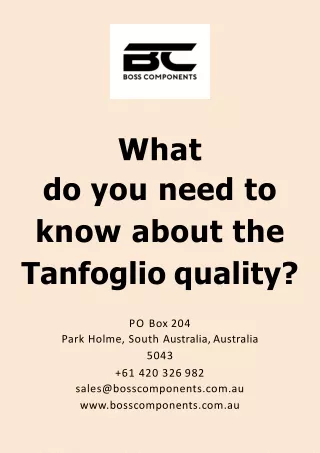What do you need to know about the Tanfoglio quality?
