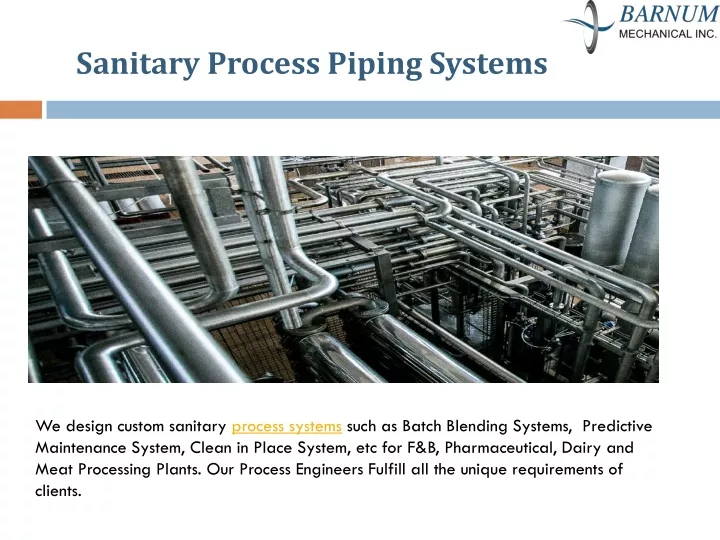 sanitary process piping systems