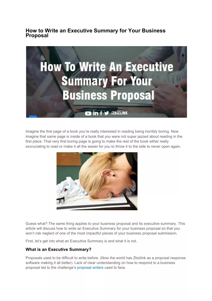 how to write an executive summary for your