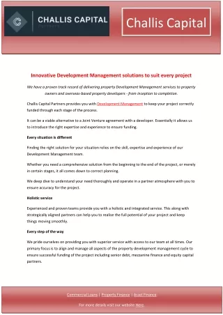 Innovative Development Management solutions