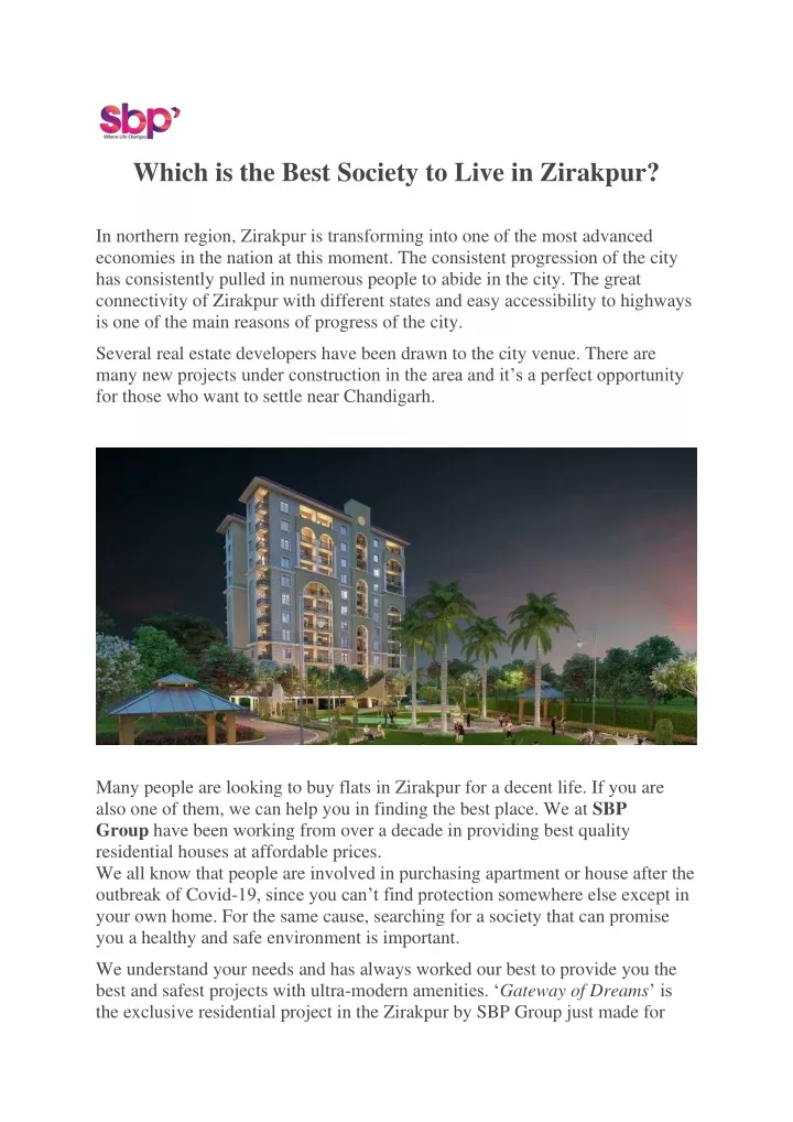 which is the best society to live in zirakpur