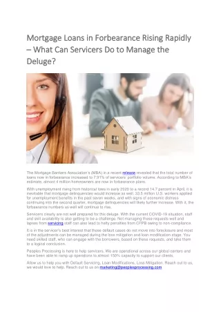Mortgage Loans in Forbearance Rising Rapidly – What Can Servicers Do to Manage the Deluge?