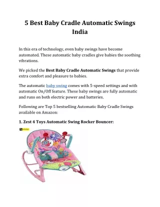 5 best baby cradle automatic swings india