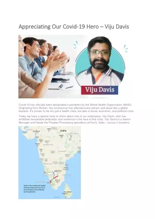 Appreciating Our Covid-19 Hero – Viju Davis