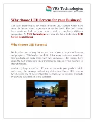 why choose led screens for your business