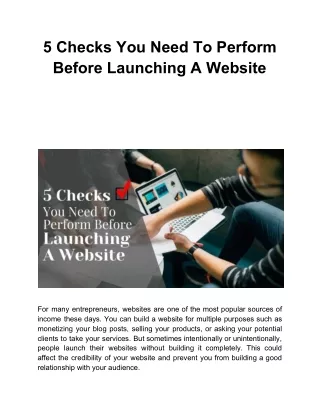 5 checks you need to perform before launching