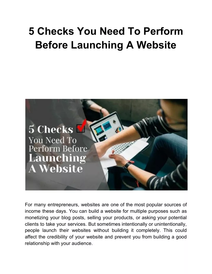 5 checks you need to perform before launching