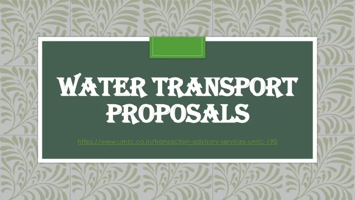 water transport essay pdf