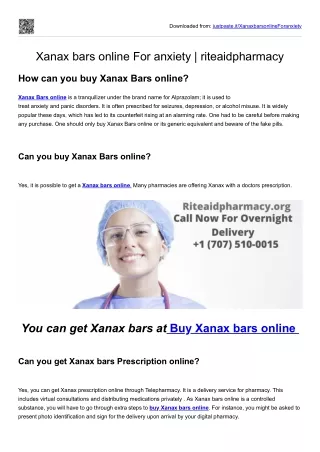 Xanax bars online For anxiety | riteaidpharmacy