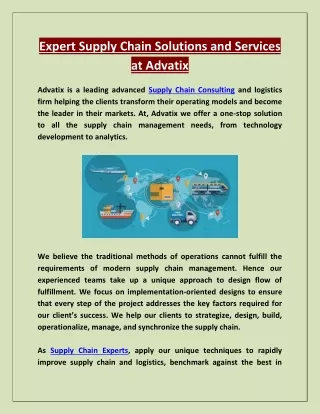 expert supply chain solutions and services