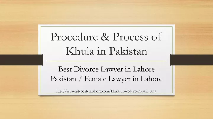 procedure process of khula in pakistan
