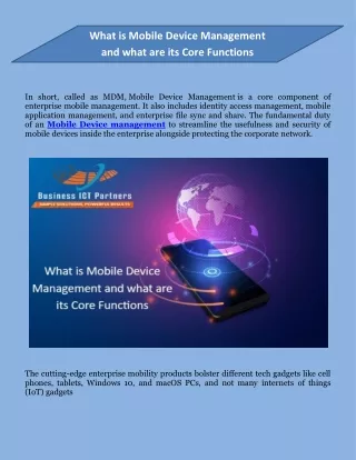 What is Mobile Device Management and What are its Core Functions?