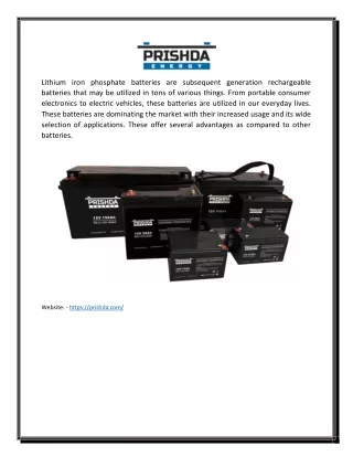 Lithium Iron Phosphate Battery Suppliers In Australia |!!! (Prishda.com)