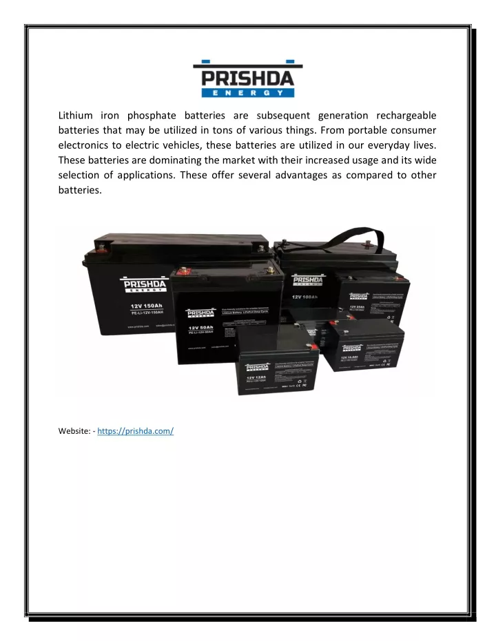 lithium iron phosphate batteries are subsequent