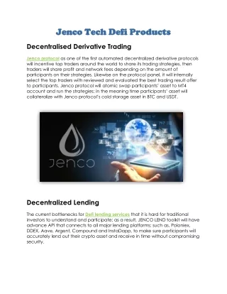 Decentralised Derivative Trading - Jenco Tech