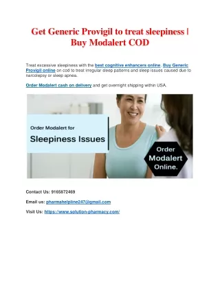 Get Generic Provigil to Treat Sleepiness | Buy Modalert Online