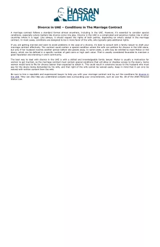 divorce in uae conditions in the marriage contract