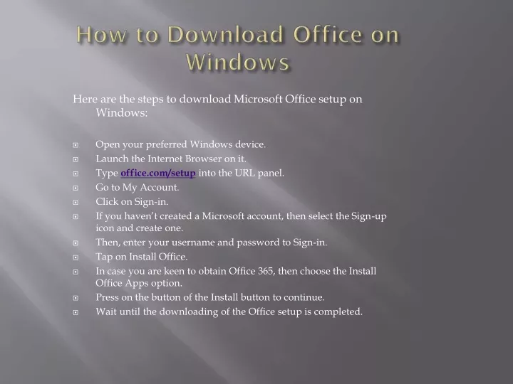 here are the steps to download microsoft office