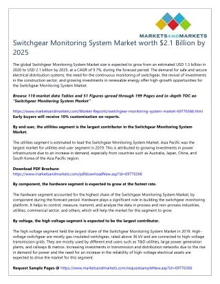 Switchgear Monitoring System Market worth $2.1 Billion by 2025