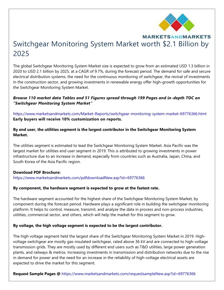 switchgear monitoring system market worth