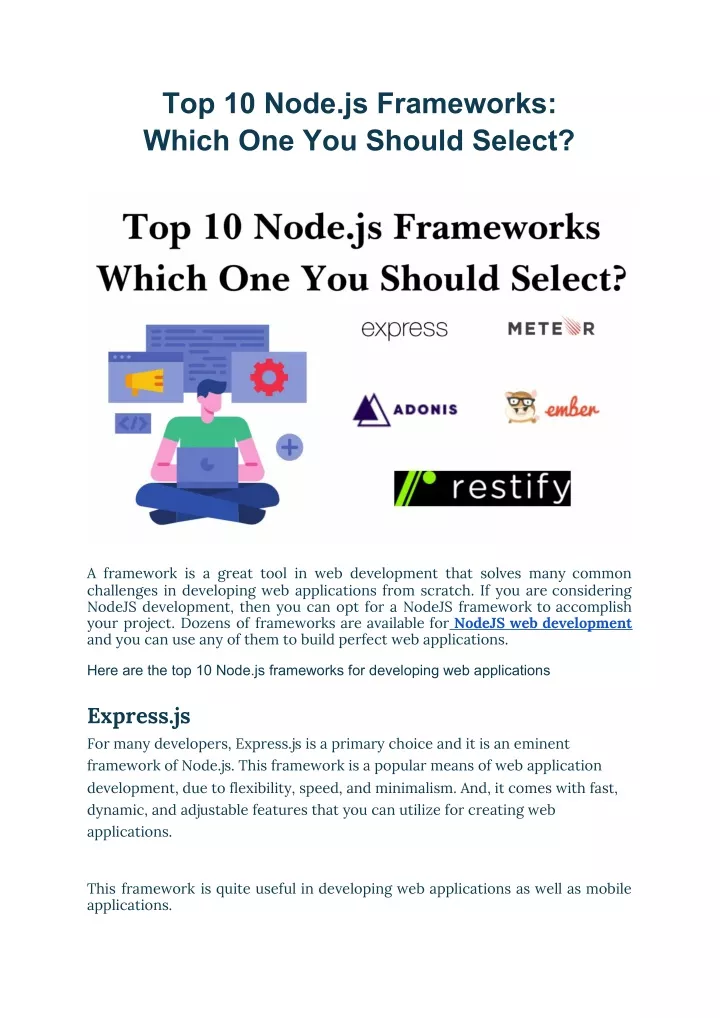 top 10 node js frameworks which one you should