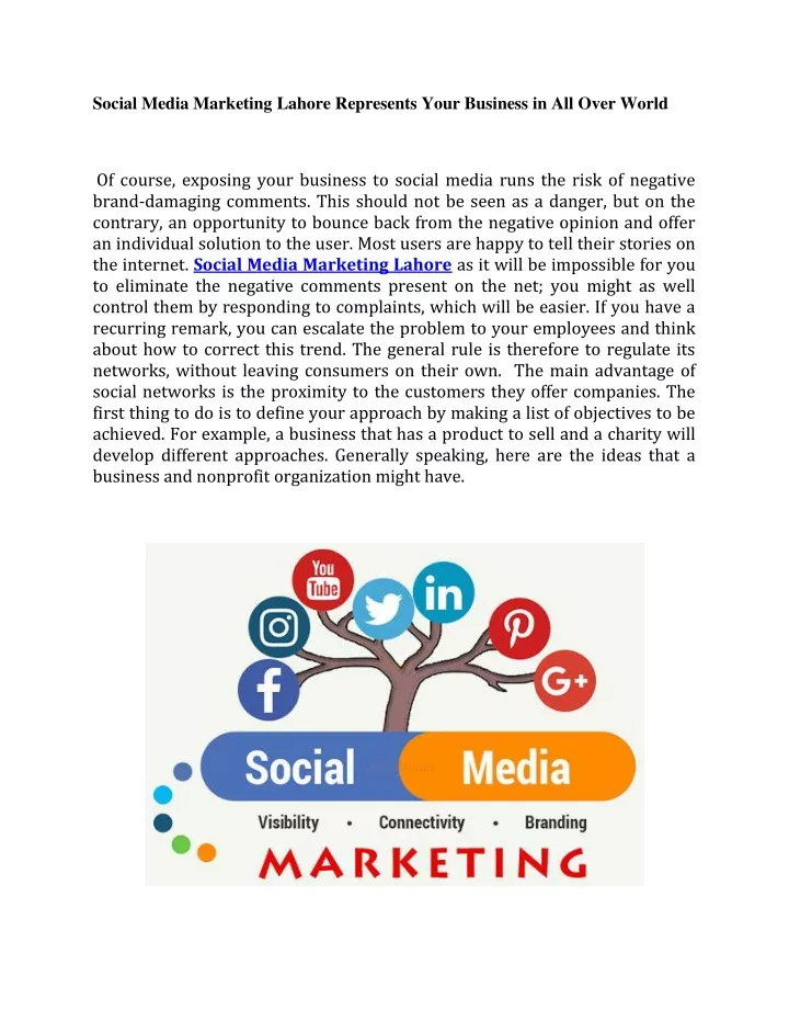 social media marketing lahore represents your