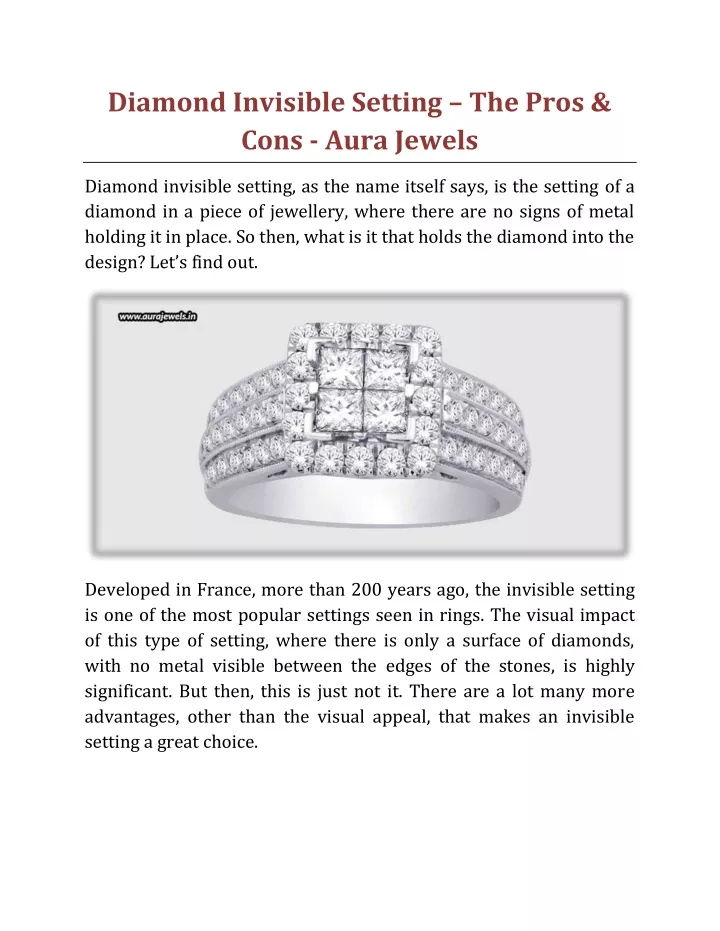 diamond invisible setting the pros cons aura
