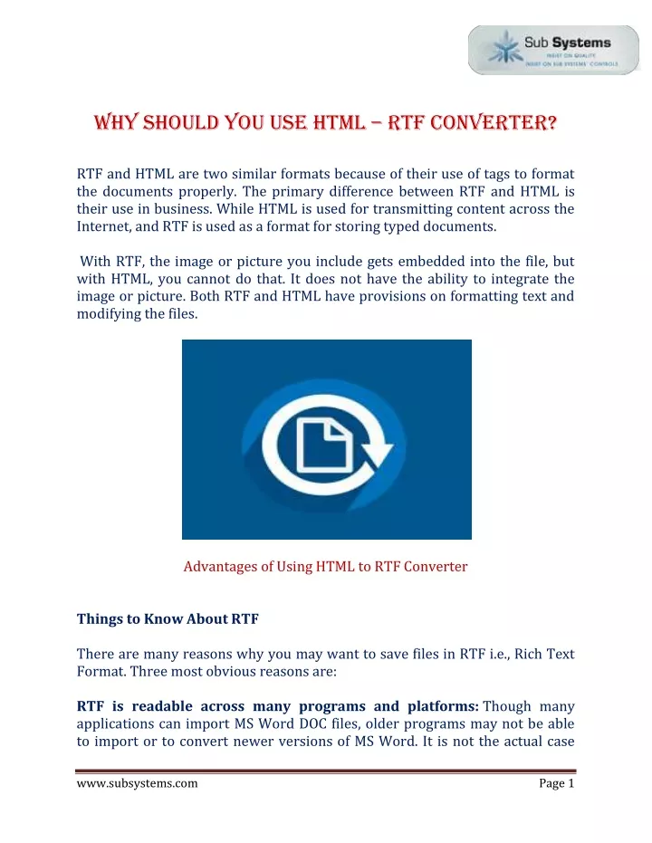 why should you use html rtf converter