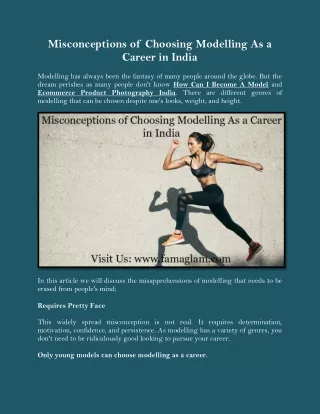 Misconceptions of Choosing Modelling As a Career in India