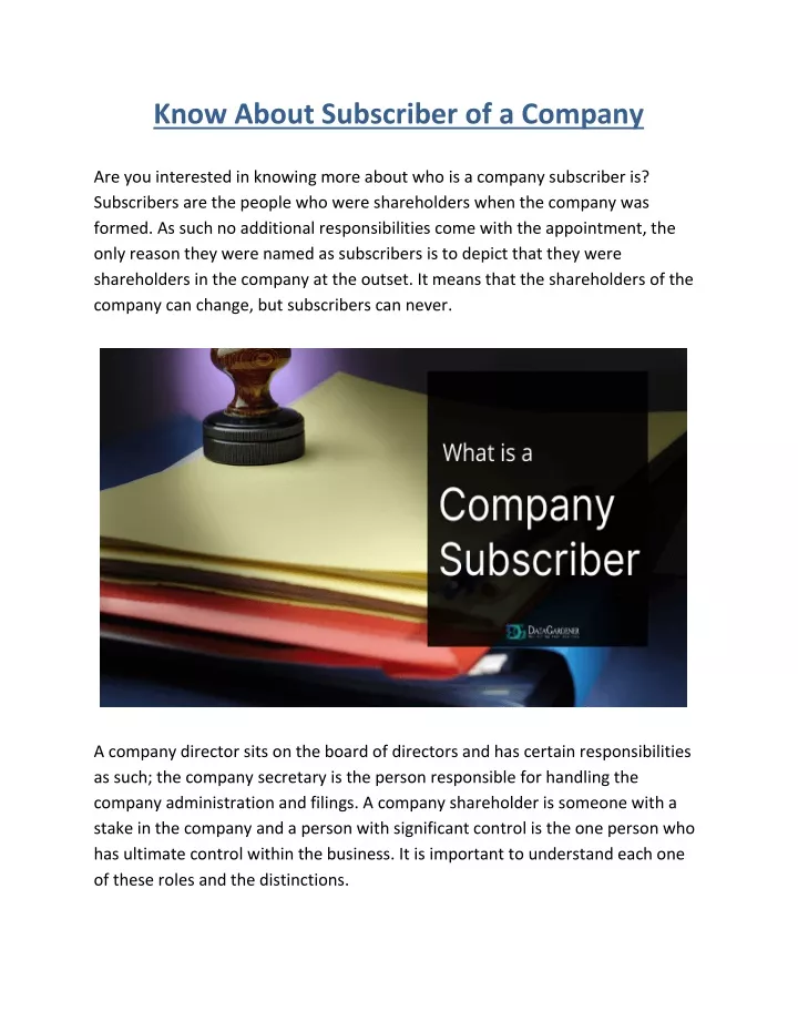 know about subscriber of a company