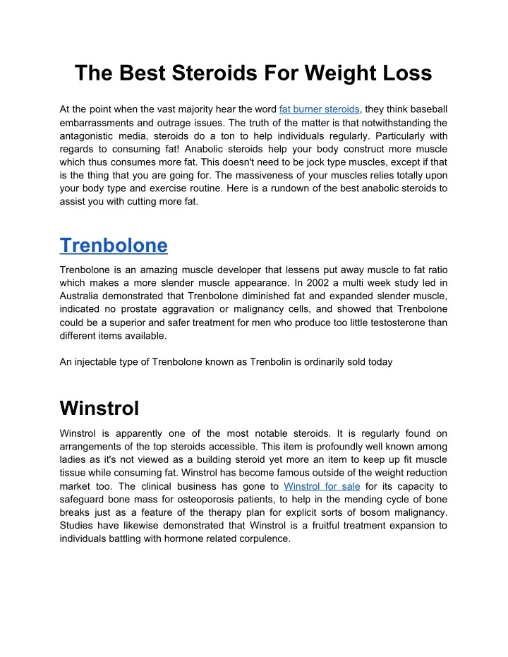 the best steroids for weight loss