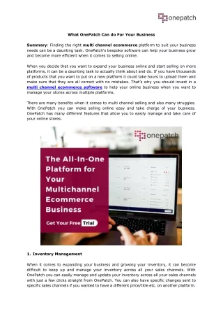 what onepatch can do for your business