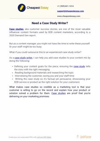 Need a Case Study Writer? - CheapestEssay