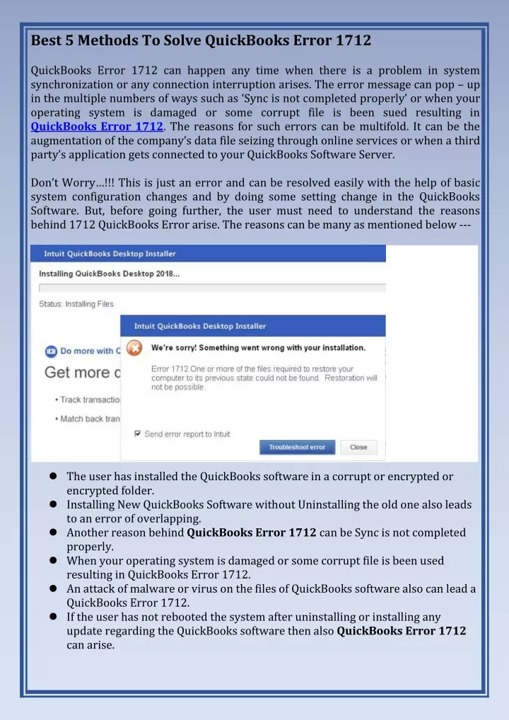best 5 methods to solve quickbooks error 1712