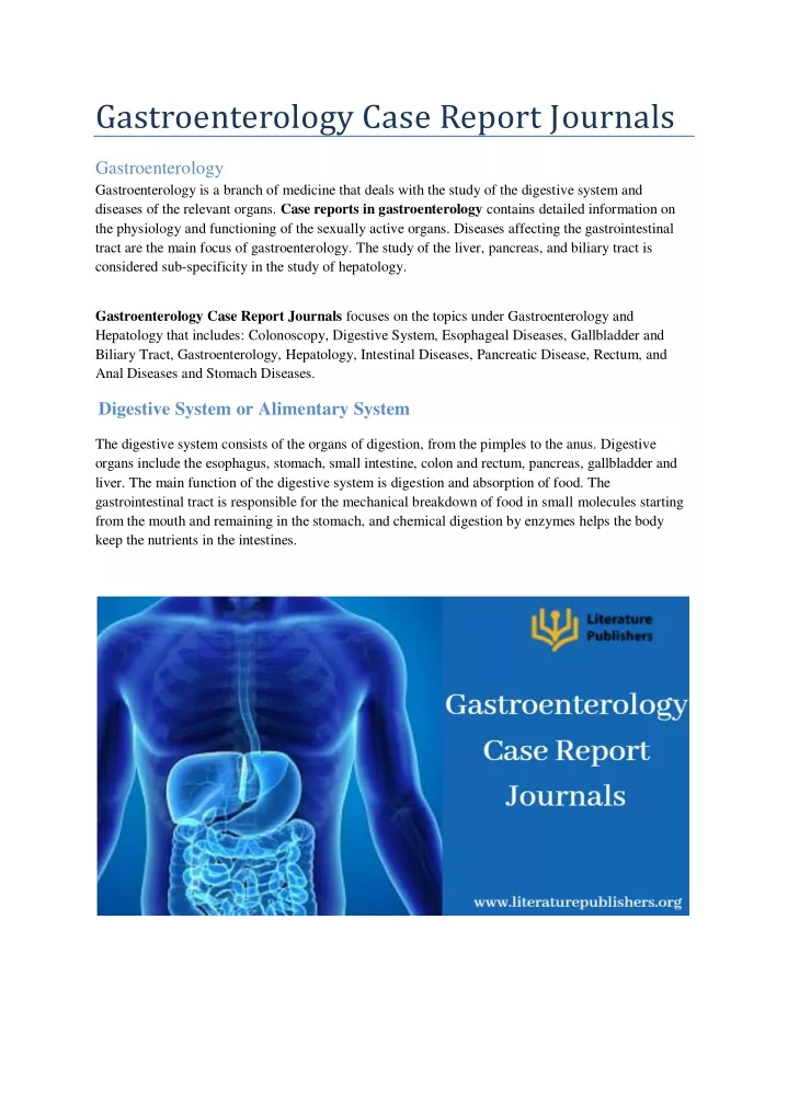 gastroenterology case report journals