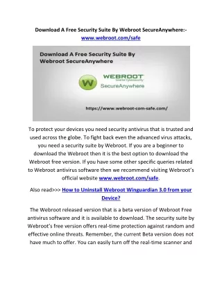 download a free security suite by webroot