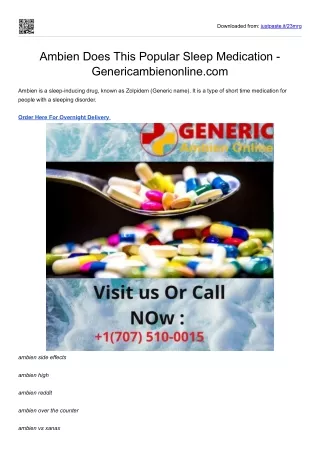 Ambien Does This Popular Sleep Medication - Genericambienonline.com