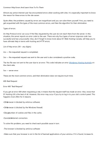 Common Http Errors And Learn How To Fix Them