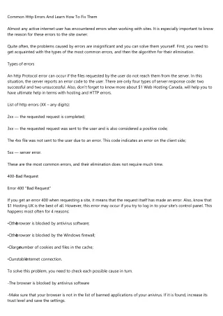 Common Http Errors And Learn How To Fix Them