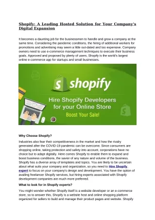 shopify a leading hosted solution for your