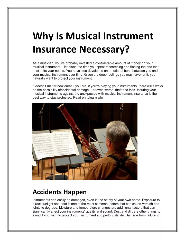 why is musical instrument insurance necessary