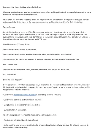 Common Http Errors And Learn How To Fix Them