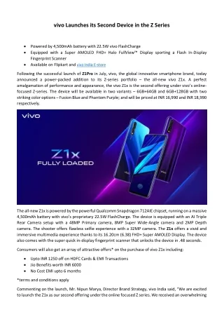 vivo Launches its Second Device in the Z Series