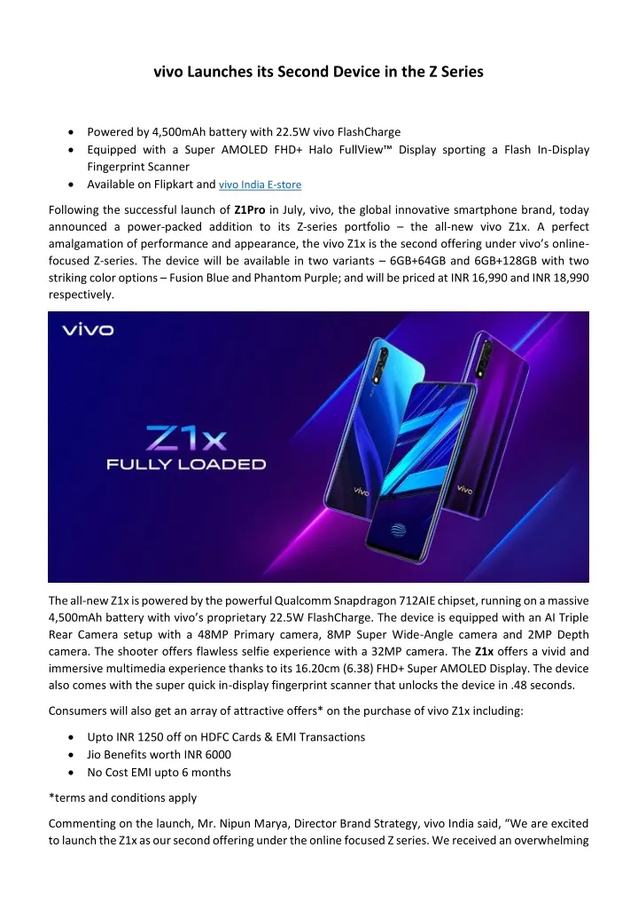 vivo launches its second device in the z series